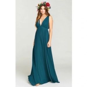 Ava Maxi Dress ~ Deep Jade Chiffon -Extra Small